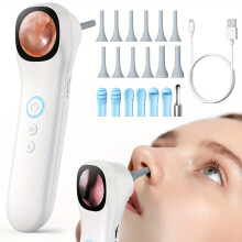 (Black, 5-in-1) 5-In-1 Intelligent Ear Canal Inspection Device with Display And In-Ear Camera - 3 Types of Attachments