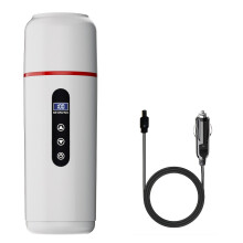 (White) Car Electric Kettle, Portable Heating Travel Mug for 12V/24V, Multi-Level Temperature Control, Made of 304 Food-Grade