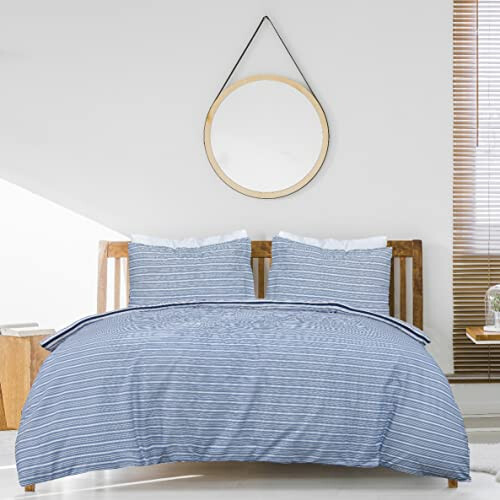 Sleepdown Duvet Cover Set, Navy White, Double 1