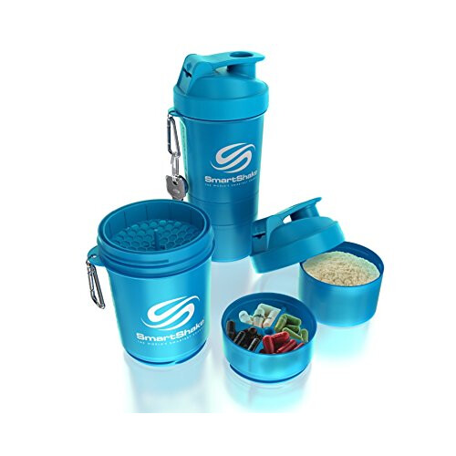 SmartShake Original Multi-Storage Shaker Bottle 600ml - Neon Blue, Plastic 1