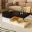 (Black,White) Table basse moderne,LED ambiante,contrôle app/Bluetooth,plateau en verre,finition laquée,salon 2