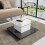 Table basse en verre laqué, table mobile sur roulettes pivotantes 2