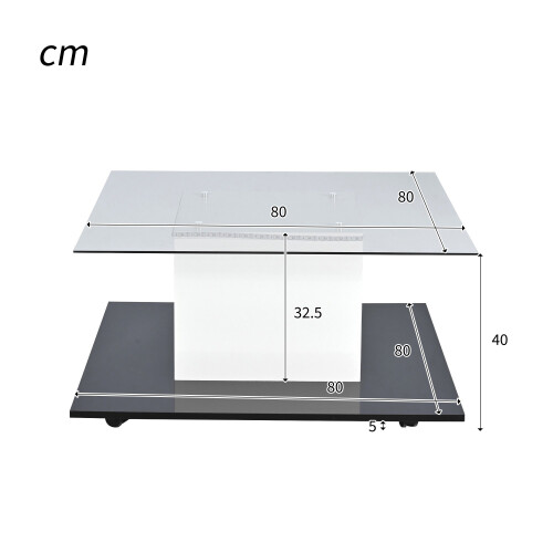 Table basse en verre laqué, table mobile sur roulettes pivotantes 2