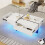 (White) Table basse laquée, imitation marbre,, salon, LED pilotée par app 2