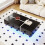 (Black) Table basse laquée, imitation marbre,, salon, LED pilotée par app 7