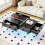 (Black) Table basse laquée, imitation marbre,, salon, LED pilotée par app 10