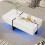 (White) Table basse laquée, imitation marbre,, salon, LED pilotée par app 8