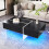 (Black) Table basse laquée, imitation marbre,, salon, LED pilotée par app 11