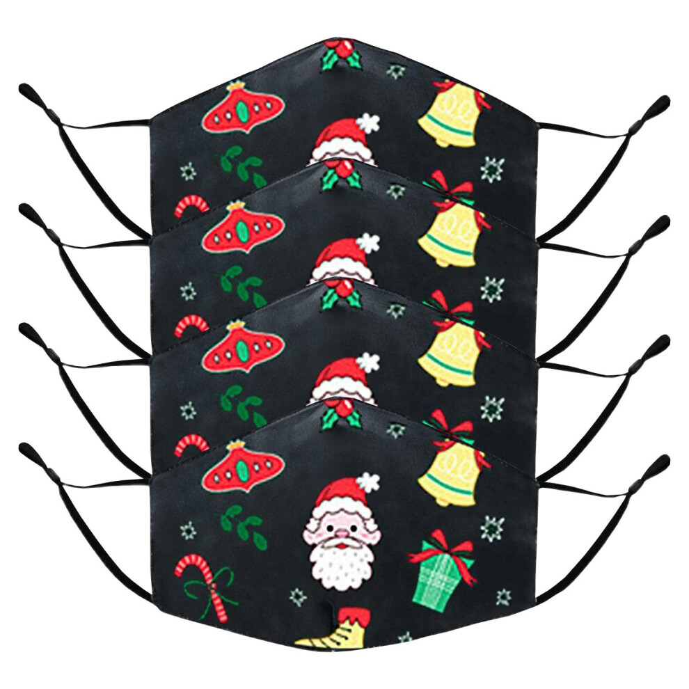 Aquarius 4Pk Termin8 Printed Pattern, Lightweight Breathable, Christmas Design Face Mask