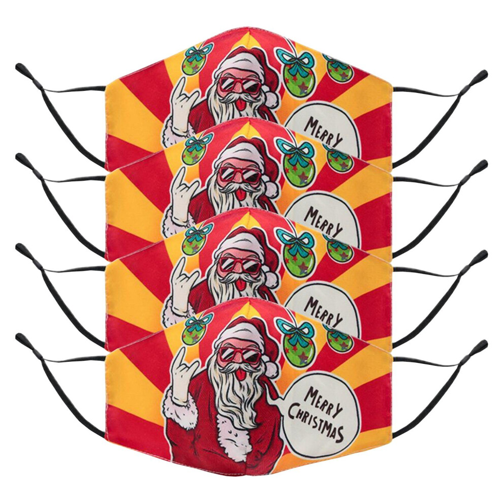 Aquarius 4Pk Termin8 Printed Pattern, Lightweight Breathable, Christmas Design Face Mask