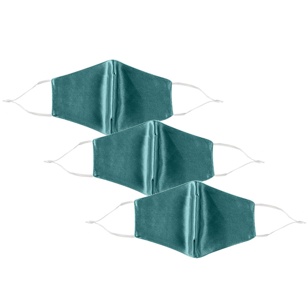 Aquarius 3Pk Termin8 Satin Silk, Lightweight Breathable, Festival Face Mask, Emerald