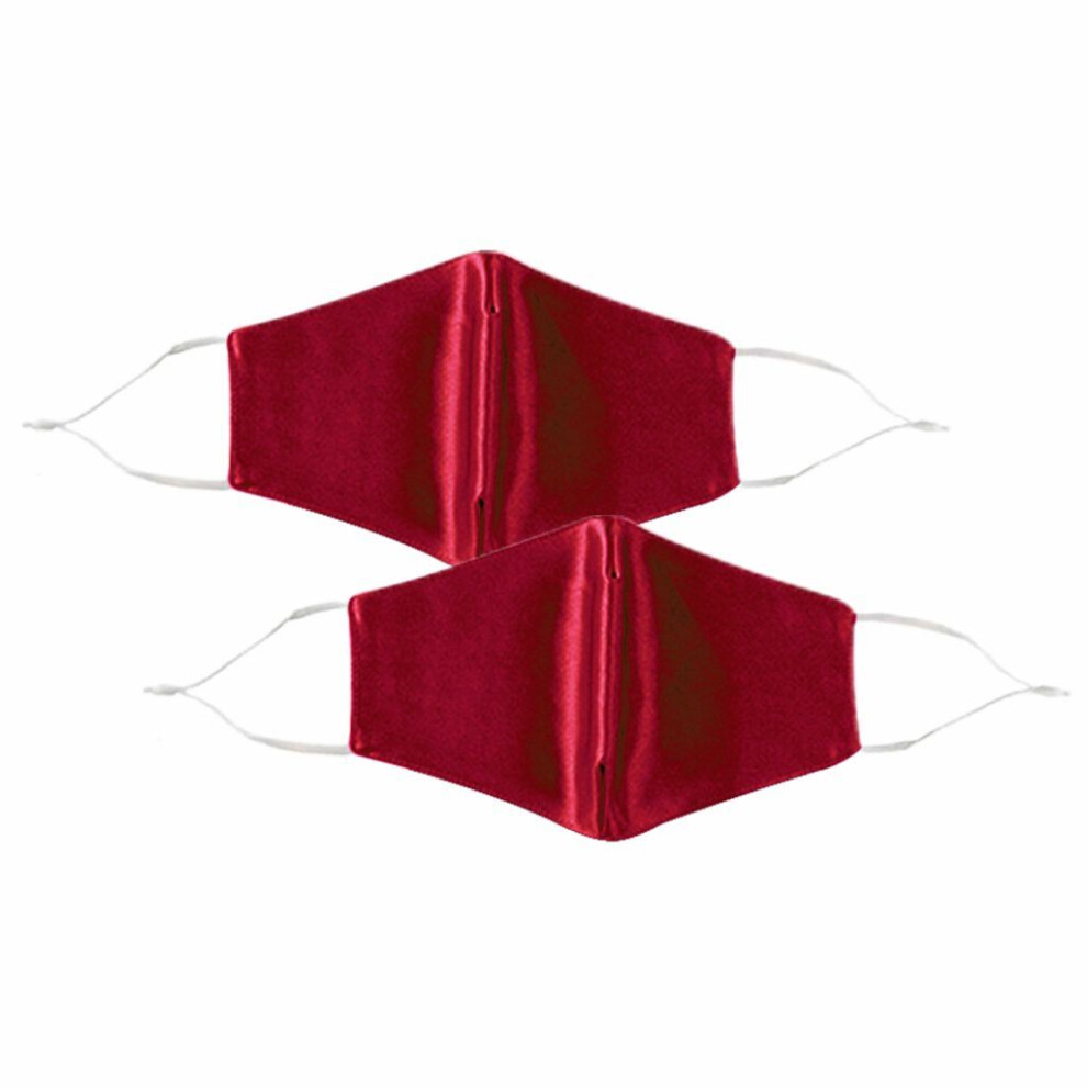 Aquarius 2Pk Termin8 Satin Silk, Lightweight Breathable Festival Face Mask, Crimson Red