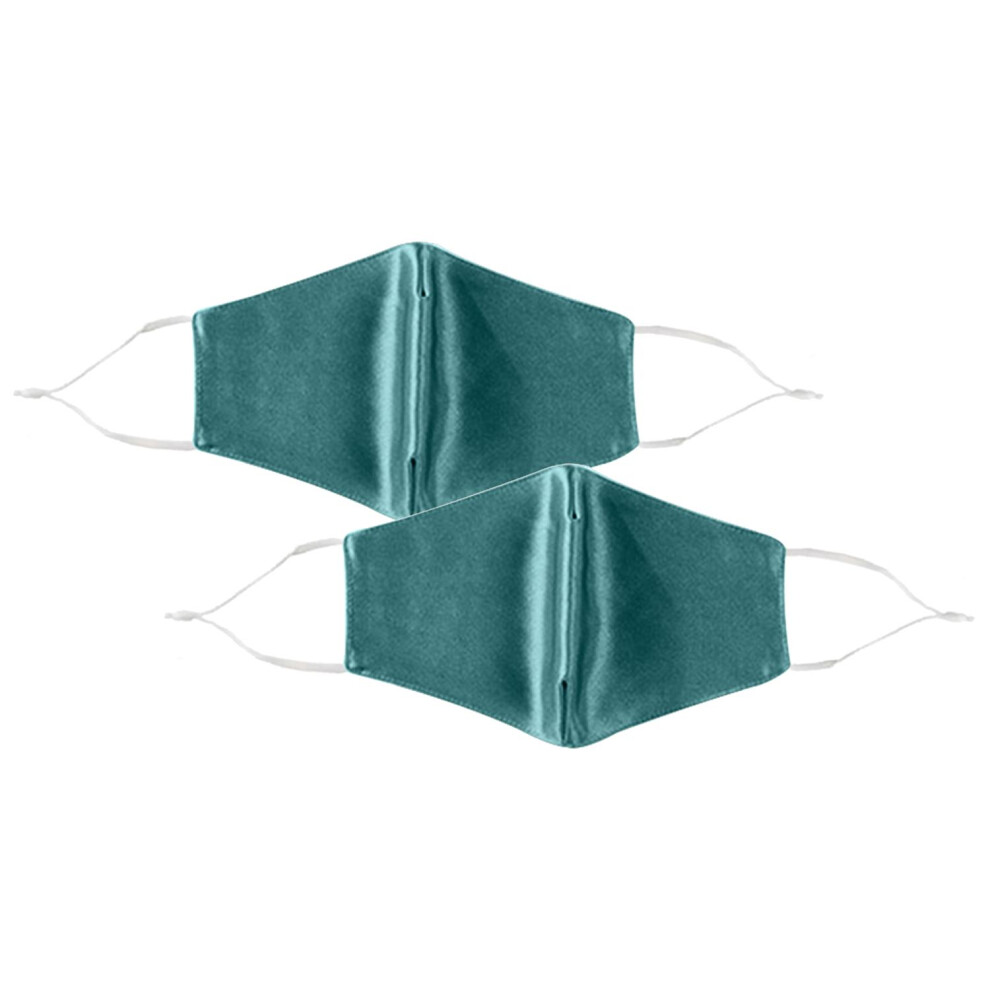 Aquarius 2 Pack Termin8 Satin Silk, Lightweight Breathable, Festival Face Mask, Emerald