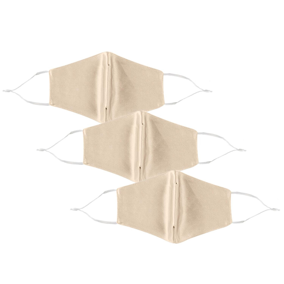 Aquarius 3 Pack Termin8 Satin Silk, Lightweight Breathable, Festival Face Mask, Ivory