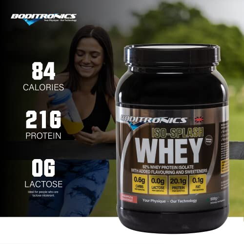 Boditronics 908g Iso Splash Whey Protein for 100% Isolate Whey Protein Take Post Workout Protein Shake with Zero Sugar Zero Fat (Pineapple & 2