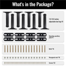 8 Stuk Verstelbare Hoogte Bed Ondersteuningspoten 7.8-13.0inch, Zware Bed Frame Ondersteuningspoten voor Bed Latten en Frame