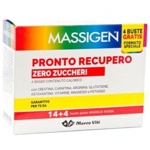 Massigen Pronto Recupero - Zero Zuccheri Integratore, 14 Bustine + 4 Bustine 2