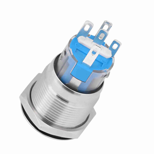 Silver 12V LED Push Start Button UK