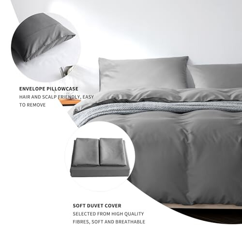 Good Nite King Size Duvet Bedding Cover Sets with 2pcs Pillowcases Soft Microfibre Polyester（Dark Grey） 1