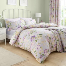 Dreams & Drapes - Heritage Florette Duvet Cover - Single Bedding Size (140 x 200cm) - 1 Pillowcase - Premium PolyCotton - Floral Duvet Cover in Lilac