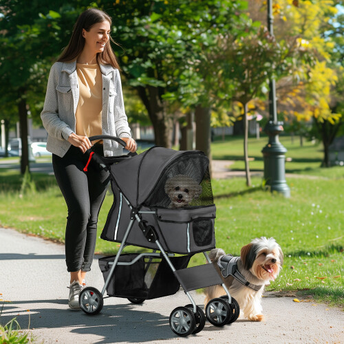 PawHut Cochecito para Perros Gris 75 x 45 x 97 cm 1