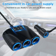 12-24V Car USB & 3-Way Socket Splitter