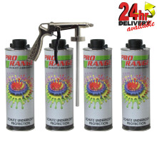 4 x Car Body Schutz Black Underseal Protection Textured + Underbody Coating Gun