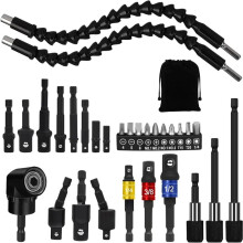 31 Pcs Flexible Drill Bit Extension Set, 105 Right Angle Drill Attachment, Rotatable Joint Socket ,Hex Socket Adapter