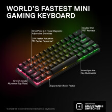 SteelSeries Apex Pro Mini Wireless HyperMagnetic Gaming Keyboard - World's Fastest Keyboard - Compact 60% Form Factor - Adjustable Actuation - RGB -