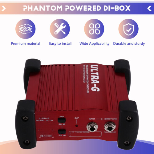 ULTRA-G GI100 Professional Battery/Phantom Powered DI-Box with Guitar Speaker Emulation 1