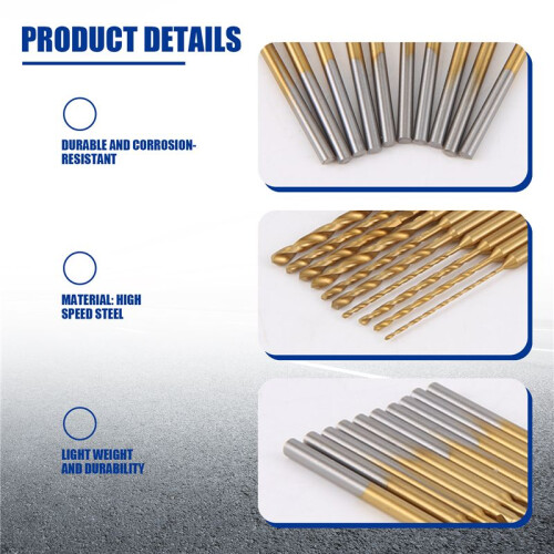 Micro-Twist Drill Bit Set - 10Pcs 0.6mm-2.2mm Tiny Drill Bit 2.35 Shank HSS  Engraving Drill Bits Hole Drilling Tool 2