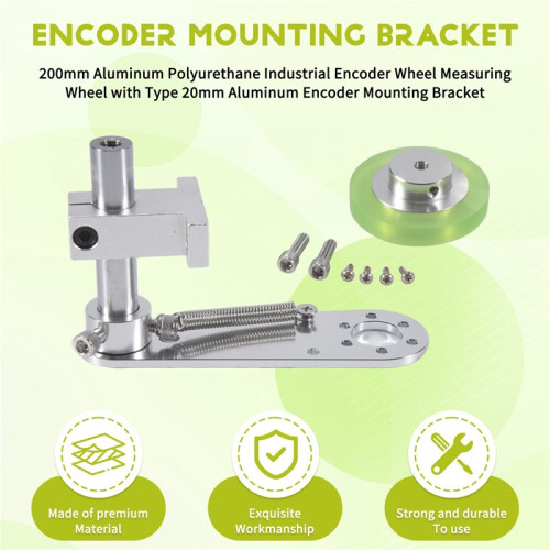 200mm Aluminum Polyurethane Industrial Encoder Wheel Measuring Wheel with Type 20mm Aluminum Encoder Mounting Bracket 1