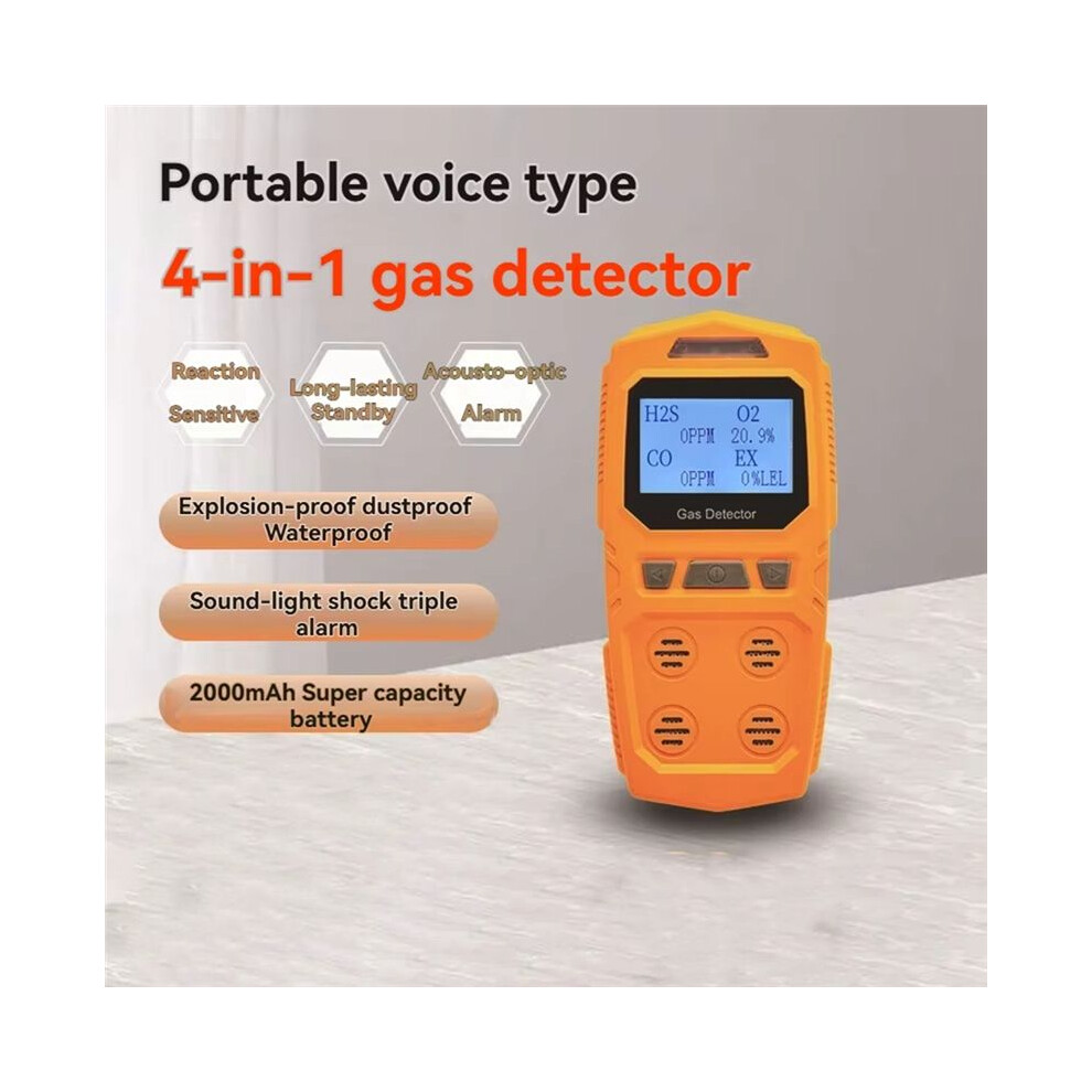 4 In 1 Gas Detector Combustible And Toxic Hazardous Gas Meter Portable Handheld O2 Co H2s Analyzer 6033701937270
