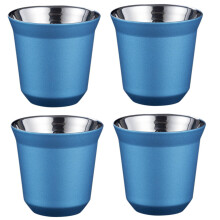 4X, 80Ml Double Wall Stainless Steel Espresso Cup Insulation for Pixie Coffee Cup Capsule Shape Coffee Mugs,C