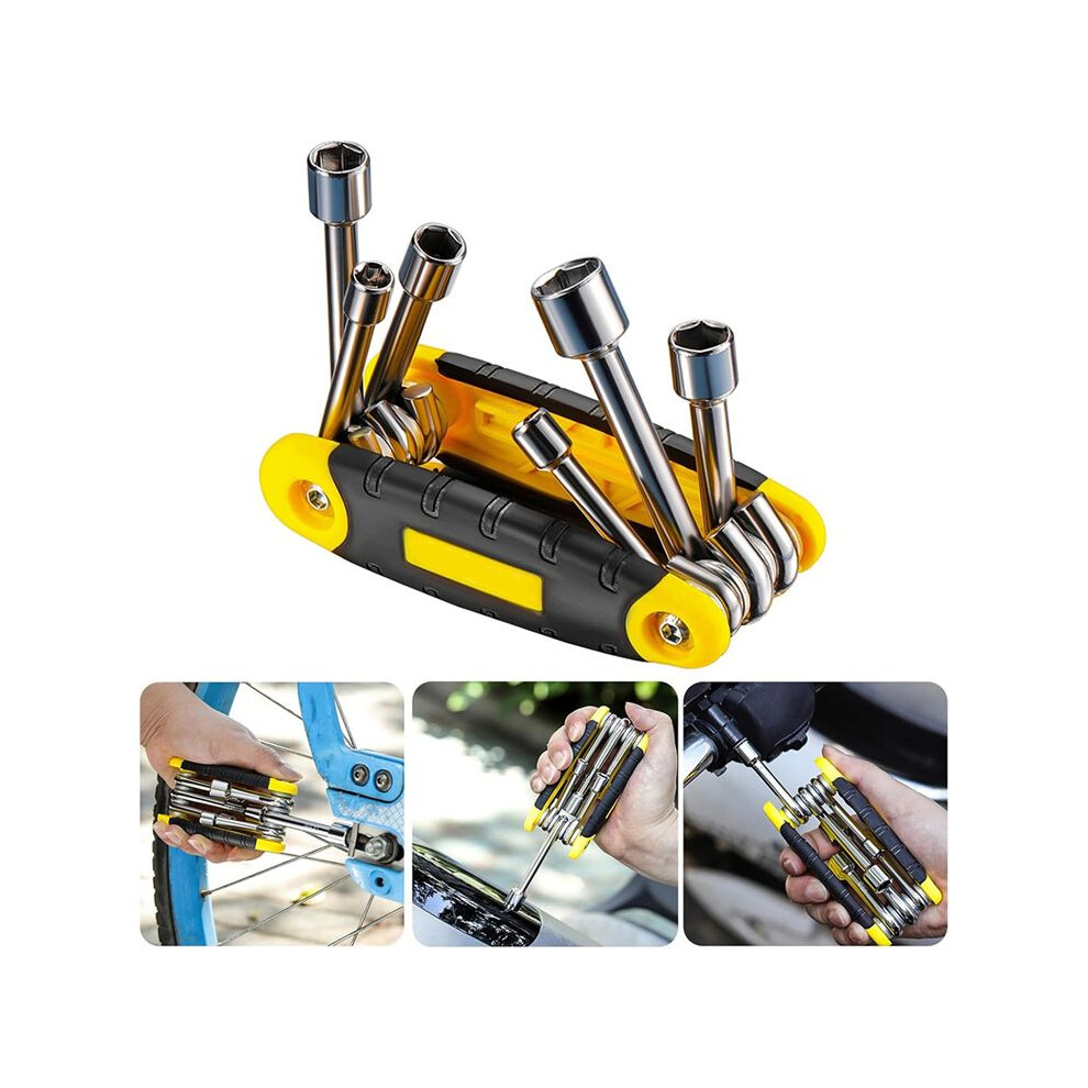 6 In1 Folding Socket Wrench Set Multi Functional Hex Spanner Hex Nut Driver Set Tamper Proof Torx Key Wrench Tool 5-12Mm 4712505779973