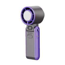 Portable Air Cooling Turbo Fan 3600mAh 100 Wind Speeds Adjustable Outdoor Foldable Handheld Fan with Lanyard Grey