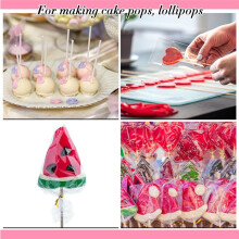 Lollipop Cake Stick Treat Bag Set Include 100 Bags 100 Treat Sticks Metallic Ties Meat Baller with Handles Cake