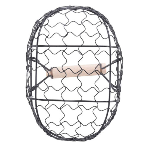 3X Wooden Handle Metal Retro Basket Portable Multi-Function Vegetable Fruit Egg Groceries Practical Storage Basket Black 1