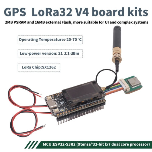 Placa de Desenvolvimento Heltec Meshtastic LoRa 32 V4 com GPS ESP32 SX1262, Tela OLED de 0,96 Polegadas, Alimentação Solar, LoRaWAN, Potência de 2