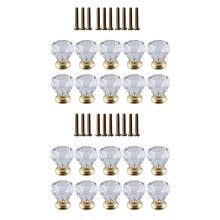 20 Pièces Séries Cristal Verre PoignéE de Porte Tiroir Armoire Meubles Cuisine PoignéE Diamant Coiffeuse Bouton
