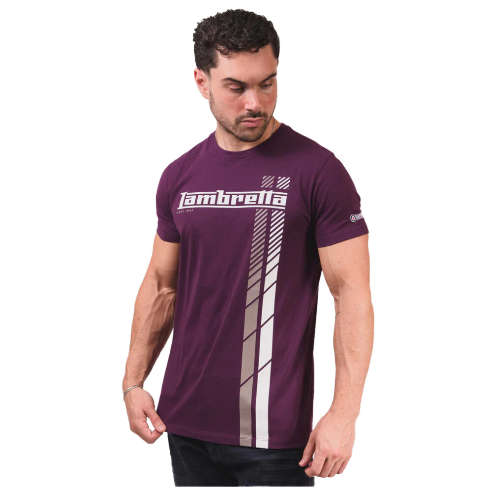 Lambretta (M, Winter Bloom) Mens Ss25 Racing Stripe T-Shirt Multicoloured