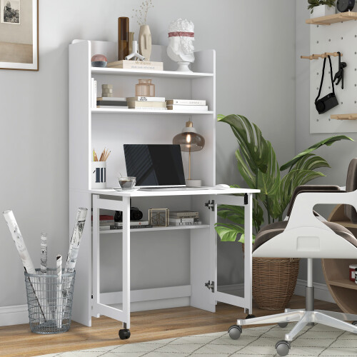 Homcom HOMCOM Writing Desk with Foldable Desktop for Bedroom, Home Office, White