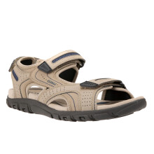 (10.5 UK, Sand/Navy) Geox Mens Strada Faux Nubuck Sandals