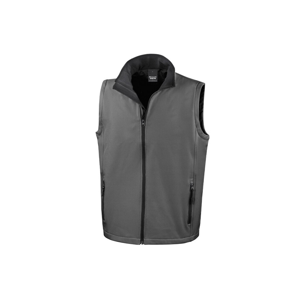 Result (3Xl, Charcoal / ) Mens Core Printable Softshell Bodywarmer Black