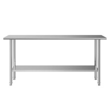 Table de Travail Cuisine Professionnelle-Duoku-en Acier Inoxydable, Dimensions 182,9x61 cm, Idéale pour Préparation en Cuisine