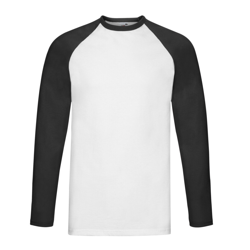 Fruit Of The Loom (M, White/Black) Unisex Adult Contrast Long-Sleeved Baseball T-Shirt Black