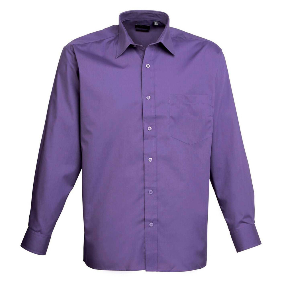 Premier (16.5 In, ) Mens Poplin Long-Sleeved Shirt Purple