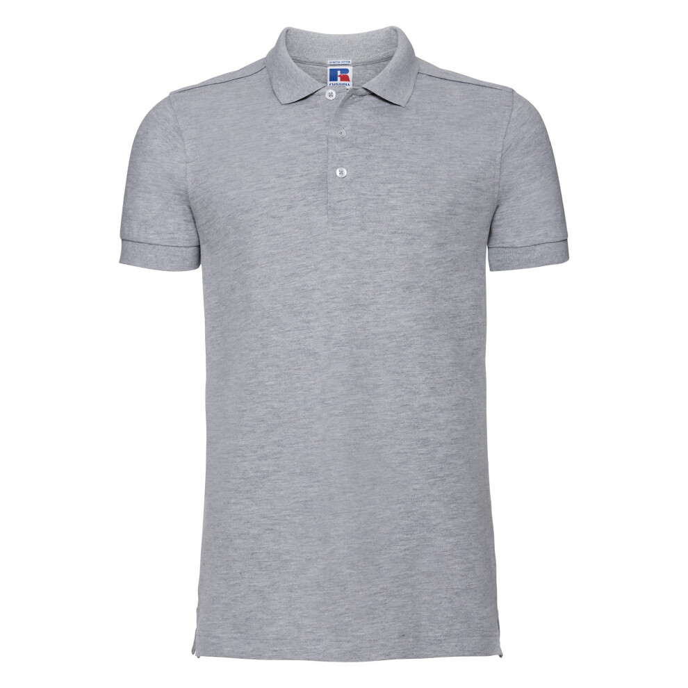 Russell (M, Light Oxford) Mens Stretch Short Sleeve Polo Shirt Multicoloured