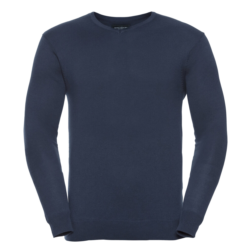 Russell (2Xl, French Navy) Collection Mens V-Neck Knitted Pullover Sweatshirt Blue,Multicoloured