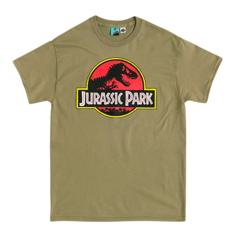 Jurassic Park (M, Green) Unisex Adult Classic Logo T-Shirt